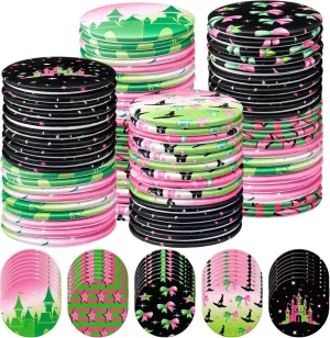 50 Pcs Witch Party Favors Pocket Mirror Bulk Pink and Green Mini Travel Compact Makeup Mirrors for Women Musical Lover Movie BFF Emerald Castle Enchanted Wizard Princess Birthday Party Decorations