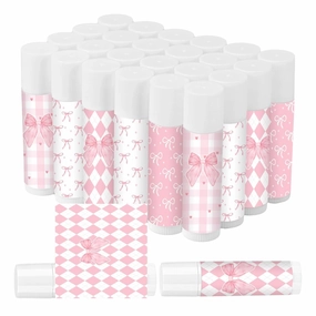 50 Pcs Pink Bow Lip Balm Bulk, Pink Lip Care, Moisturizing and Nourishing Lip Balm Gifts for Girls Women Employee Bachelorette Birthday Party Favors Guest