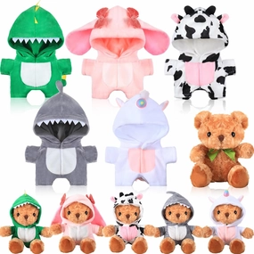 5 Pcs Bear Clothes with 1 Pcs Bear, Stuffed Animal Clothes Fit 6-8 Inches Plush Toy Doll Small Outfit Stuffed Animal Accessories Cute Hoodie DIY Toy
