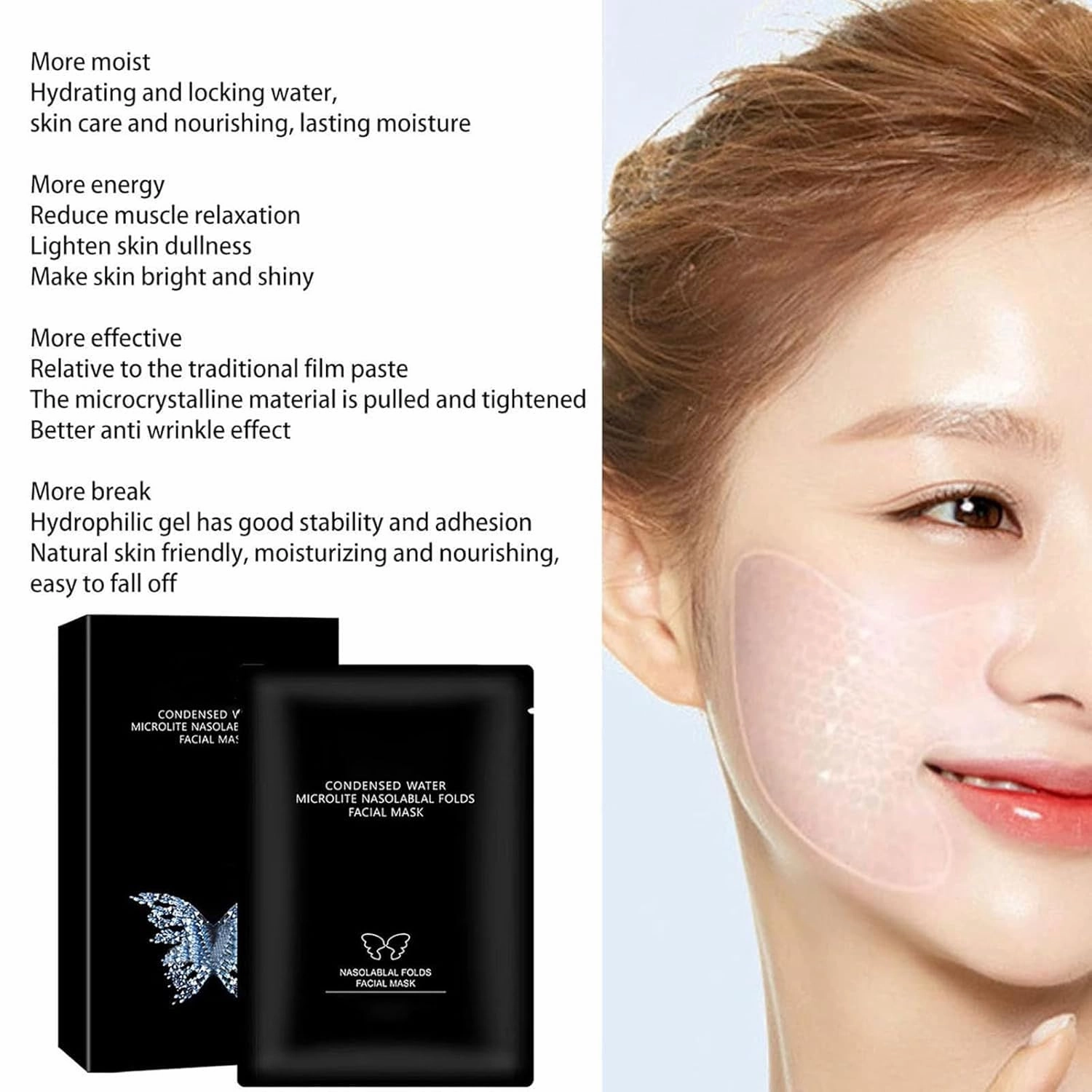 5pairs Face Nutrition Wrinkle Removal Lift Sticker, Instant Wrinkle Removal, Nasolabial Folds Face Lift, Anti-Wrinkle Facial Patches, 5 pairs/Box (15pairs)