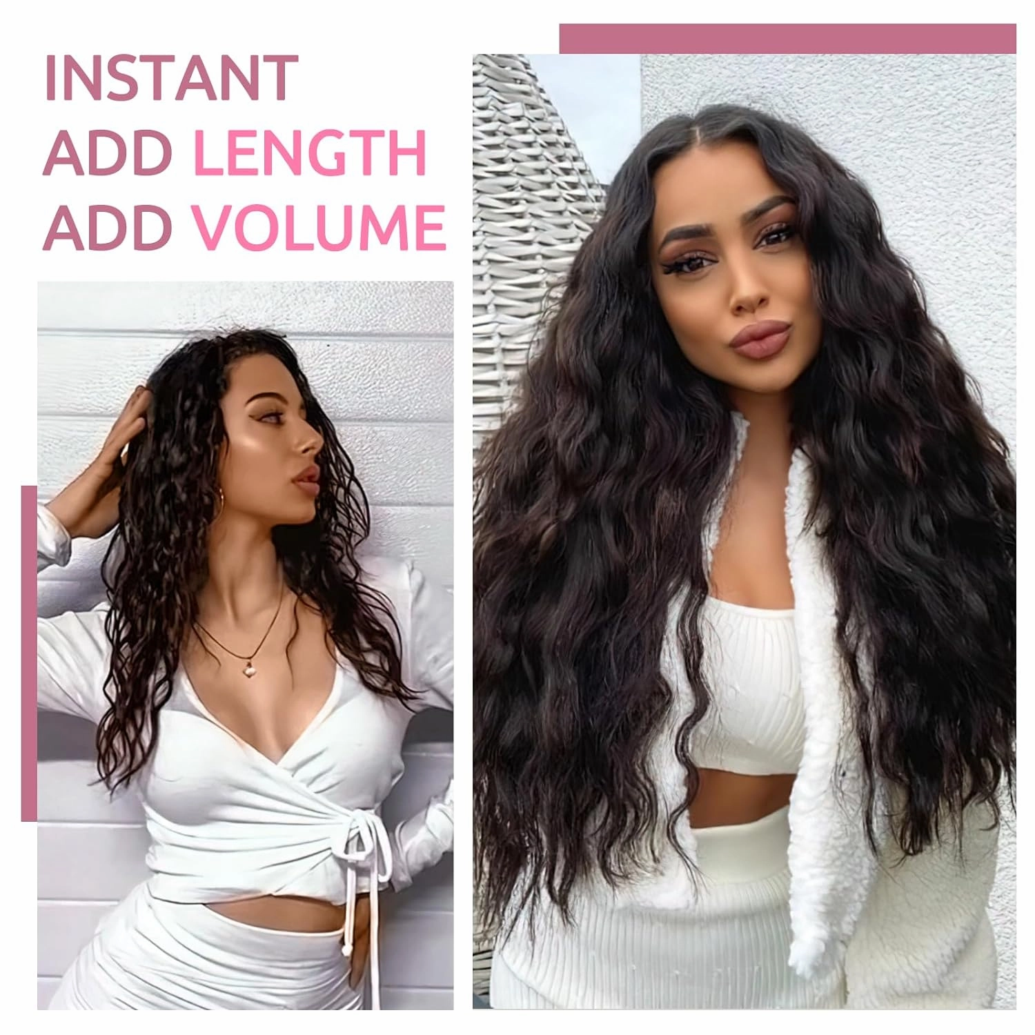 5PCS Clip in Hair Extensions,24 inch Long Loose Waves Curly Hair Extensions Natural Soft Lace Weft Seamless Clip-Ins Synthetic Hairpieces for Women #10