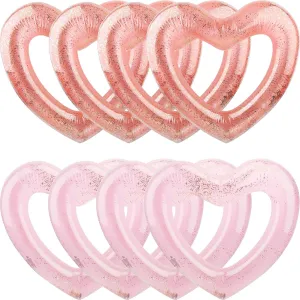 8 Pack Inflatable Heart Swim Rings Float Heart Shaped Swimming Circle Pool Floats for Women Girls Pool Party Beach Party Supplies