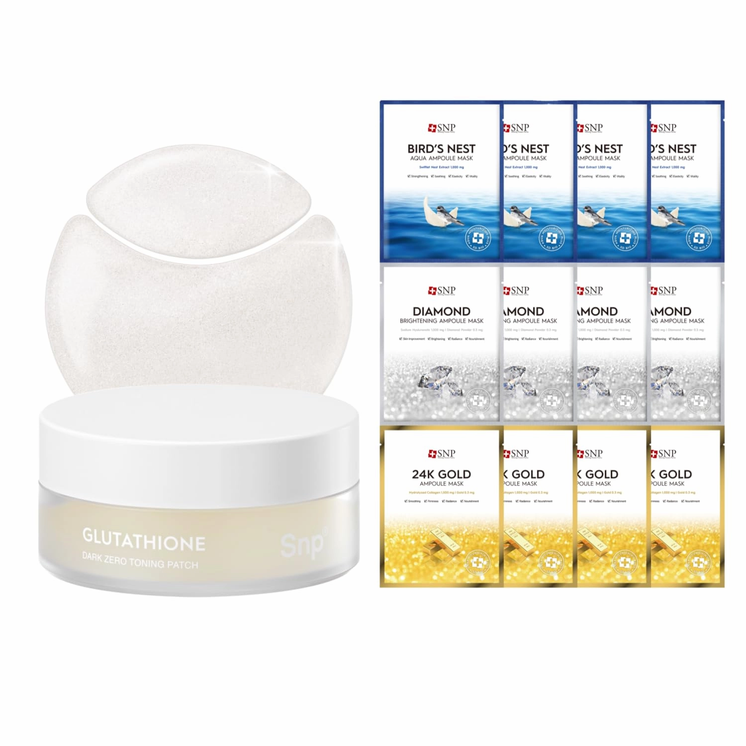 [K Beauty Snp] Glutathione Dark Zero Toning Eye Patch & Variety Ampoule Sheet Mask Set