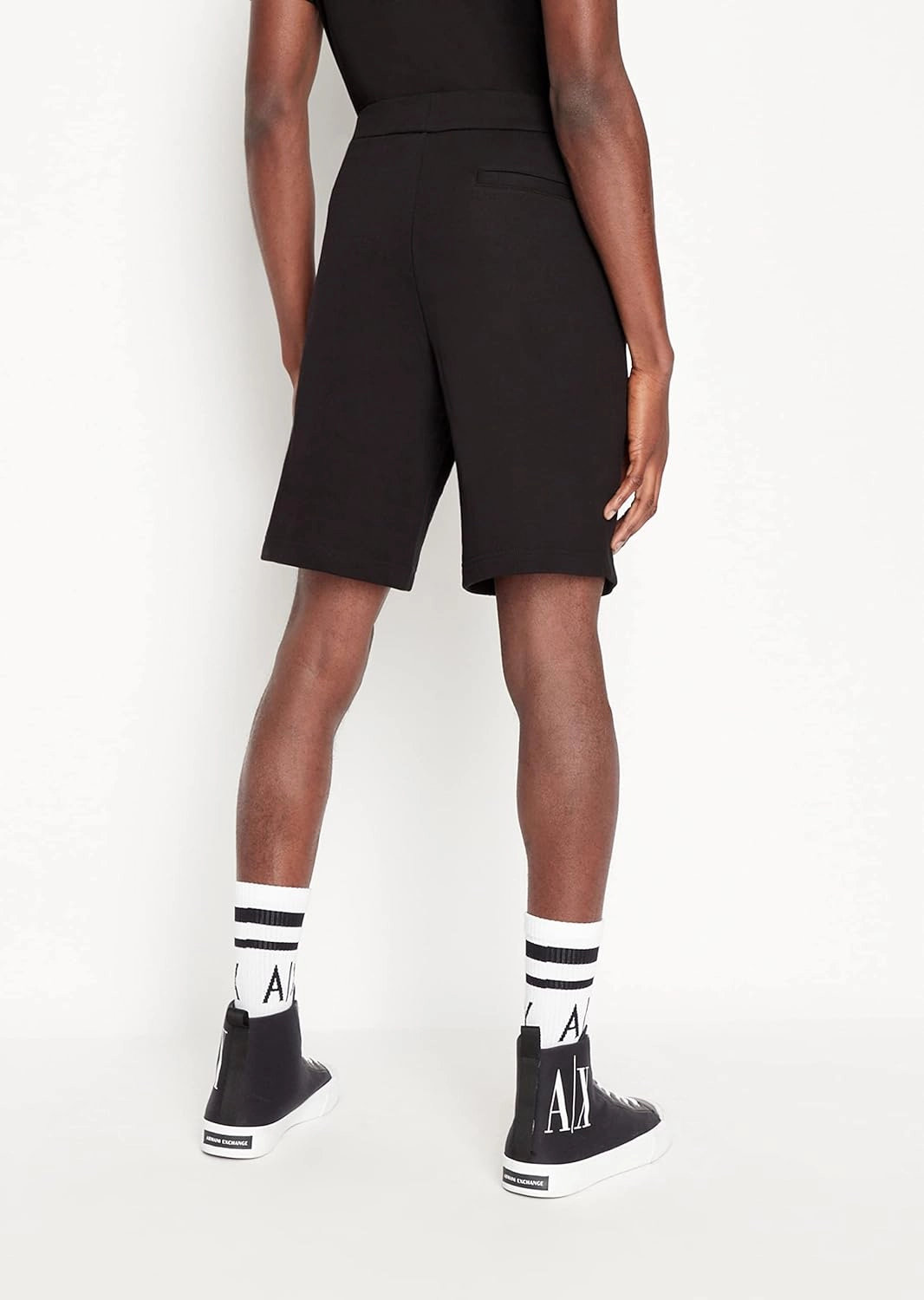 A｜X ARMANI EXCHANGE Men's Gold Logo Patch Fleece Short