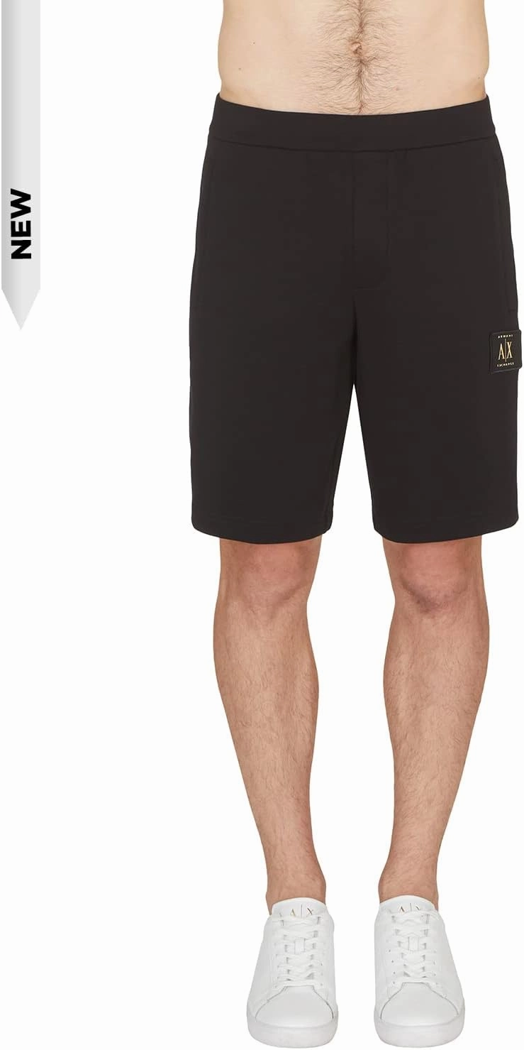 A｜X ARMANI EXCHANGE Men's Gold Logo Patch Fleece Short