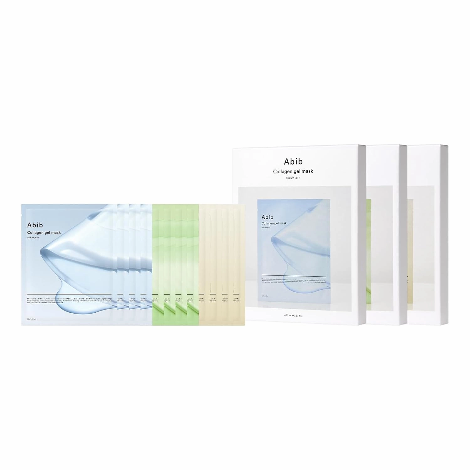 Abib 12-Day Radiance Renewal SET: Collagen Gel Mask 12 Sheets (Sedum & Jericho Rose & Heartleaf) I Korean Skincare, Vegan, Cooling, Calming, Nourishing, Hydrogel Face Mask