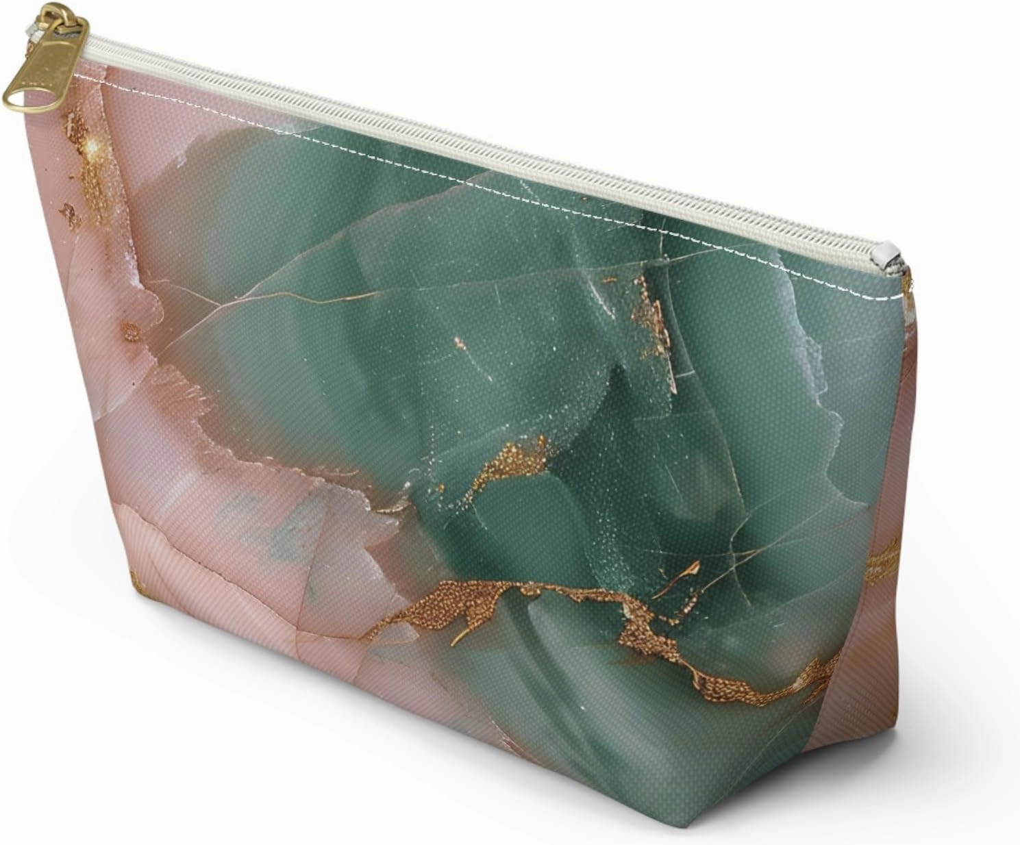 Accessory Pouch, Rose Quartz in Aquamarine Design, Makeup Bag, Zipper Pouch, Cosmetic Bag, Travel Organizer, Gift for Her,