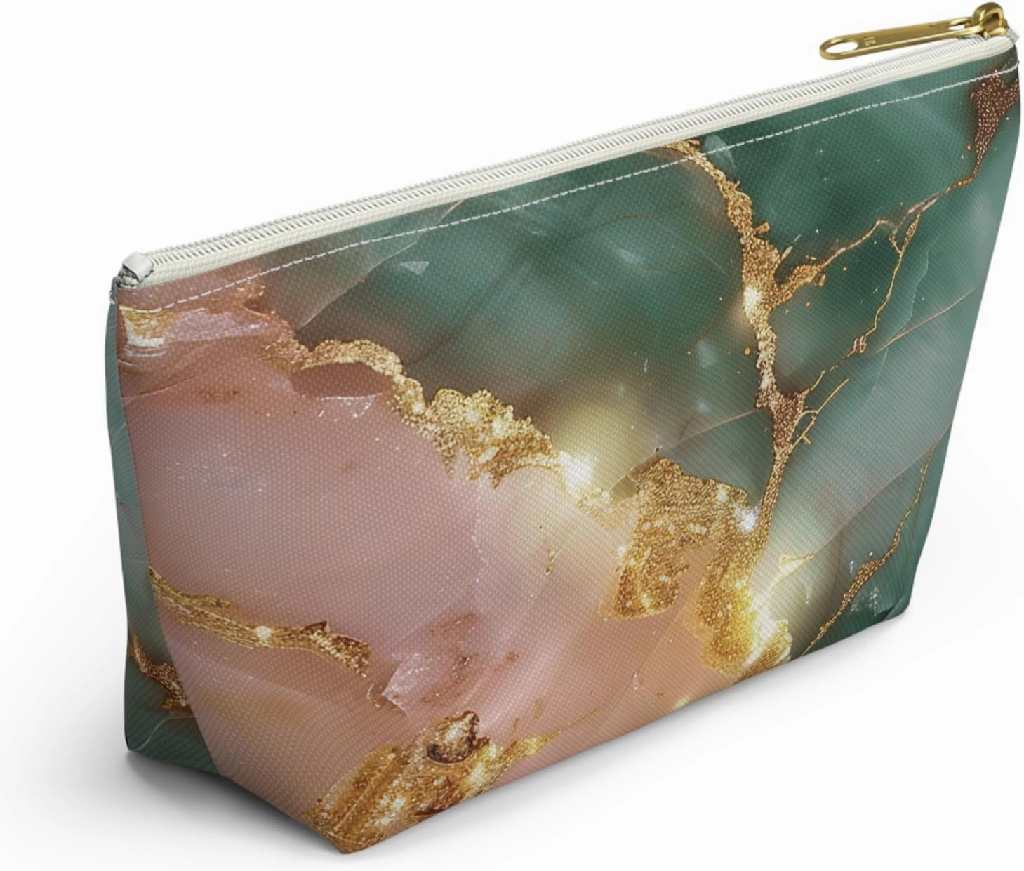 Accessory Pouch, Rose Quartz in Aquamarine Design, Makeup Bag, Zipper Pouch, Cosmetic Bag, Travel Organizer, Gift for Her,