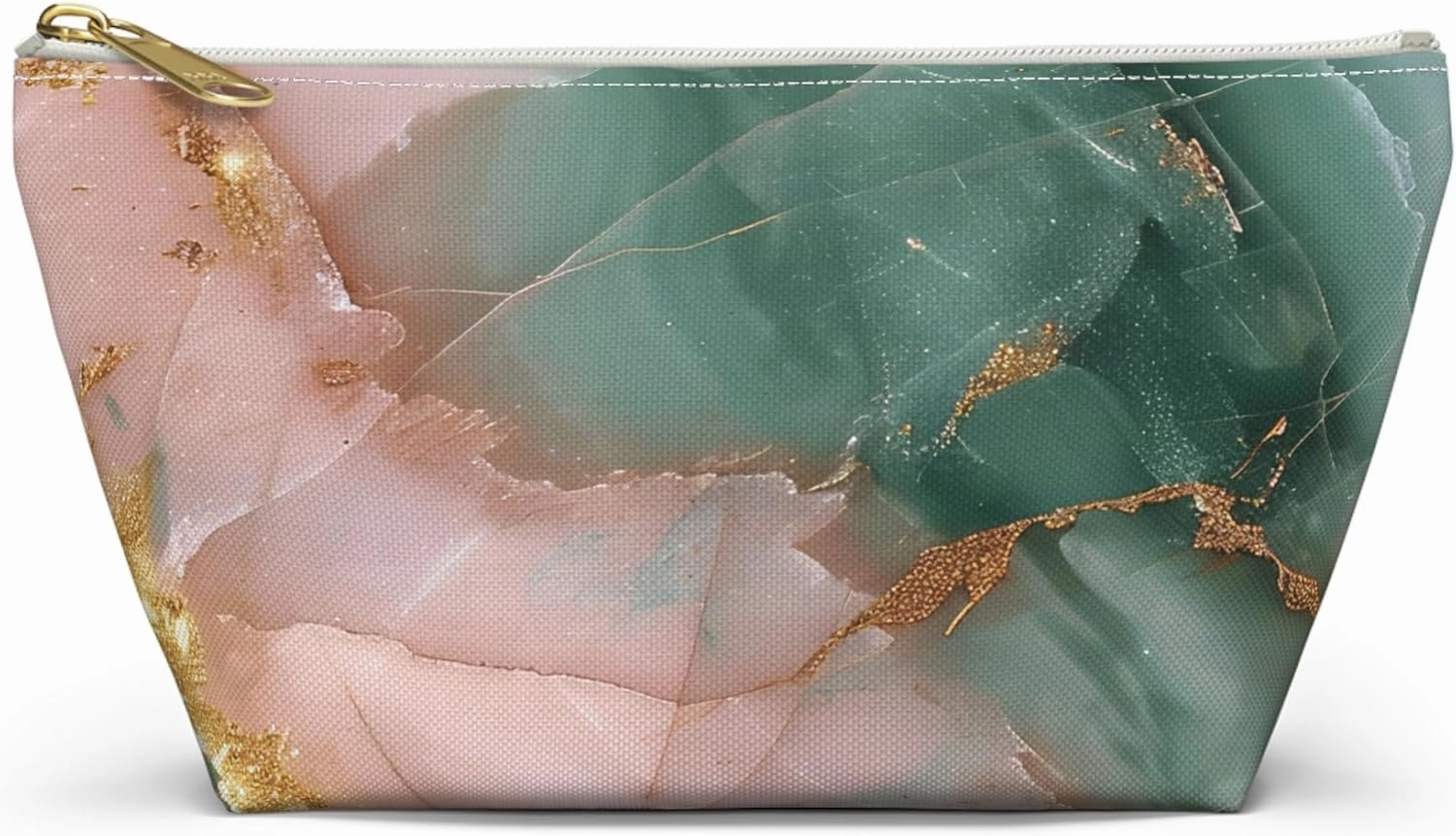 Accessory Pouch, Rose Quartz in Aquamarine Design, Makeup Bag, Zipper Pouch, Cosmetic Bag, Travel Organizer, Gift for Her,