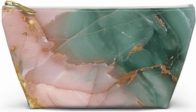 Accessory Pouch, Rose Quartz in Aquamarine Design, Makeup Bag, Zipper Pouch, Cosmetic Bag, Travel Organizer, Gift for Her,