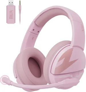 acer 2.4GHz Wireless Gaming Headset | Non-Stop 100H Battery | Dynamic 50mm Drivers | Clear Voice Mic | Bluetooth5.3, 3.5mm | Gaming Headphones for PC, Meeting, Music, PS4 & PS5 Headset- Pink