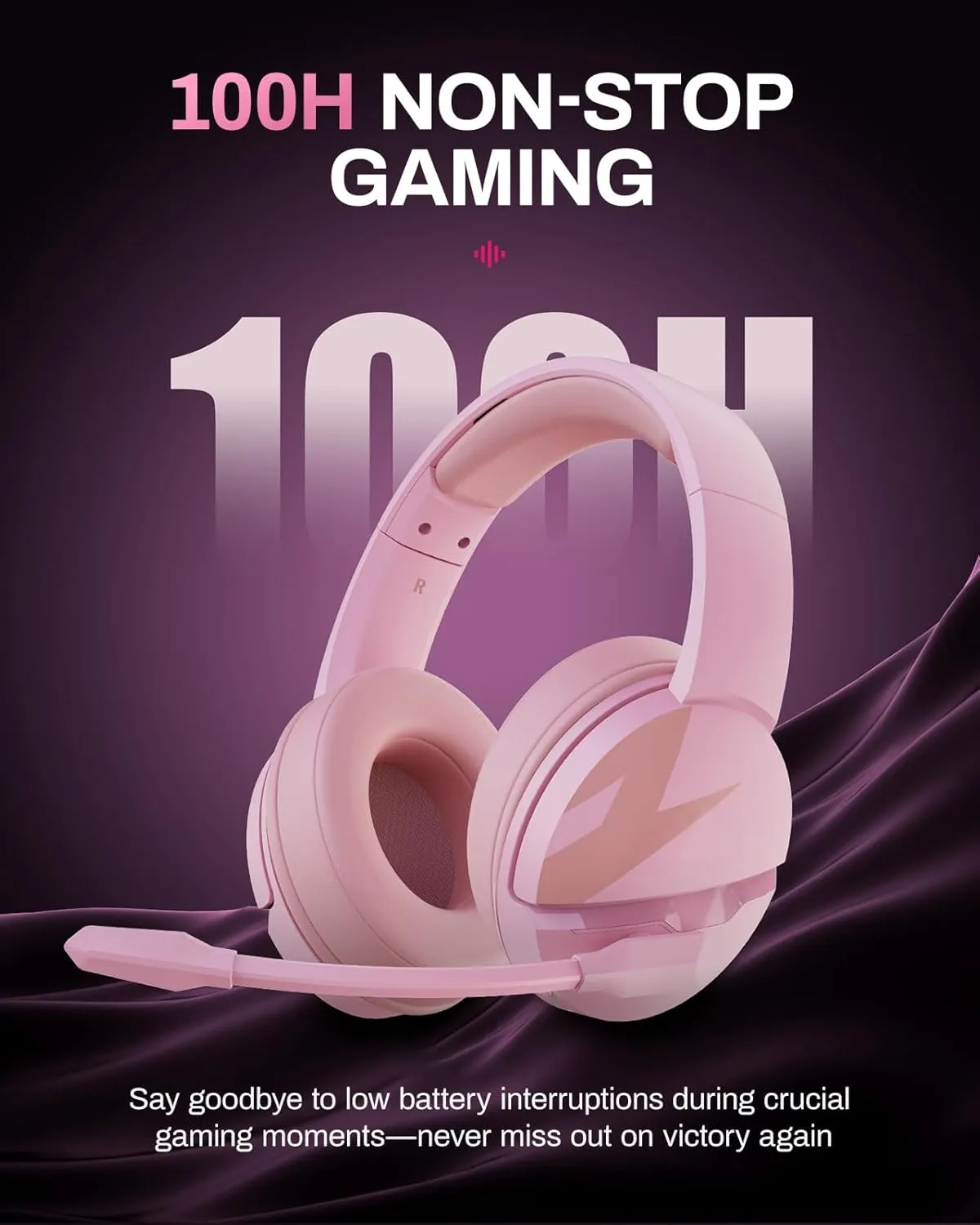 acer 2.4GHz Wireless Gaming Headset | Non-Stop 100H Battery | Dynamic 50mm Drivers | Clear Voice Mic | Bluetooth5.3, 3.5mm | Gaming Headphones for PC, Meeting, Music, PS4 & PS5 Headset- Pink