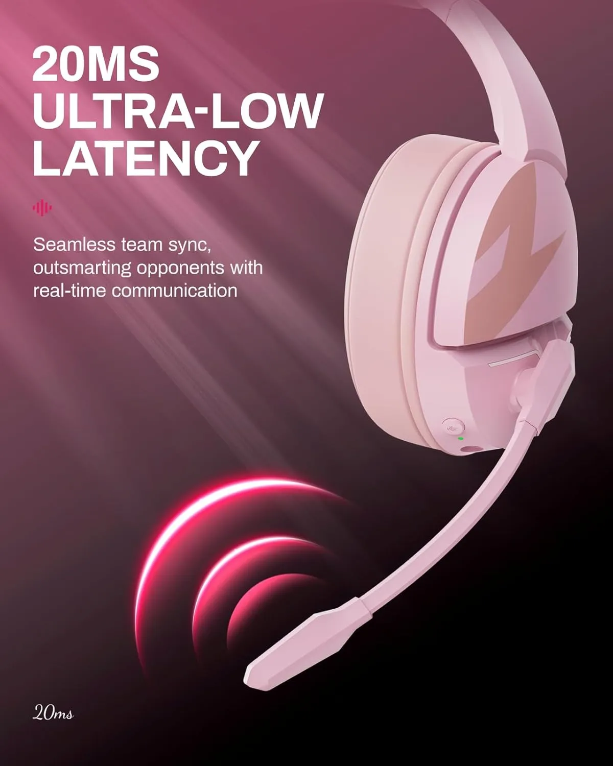 acer 2.4GHz Wireless Gaming Headset | Non-Stop 100H Battery | Dynamic 50mm Drivers | Clear Voice Mic | Bluetooth5.3, 3.5mm | Gaming Headphones for PC, Meeting, Music, PS4 & PS5 Headset- Pink