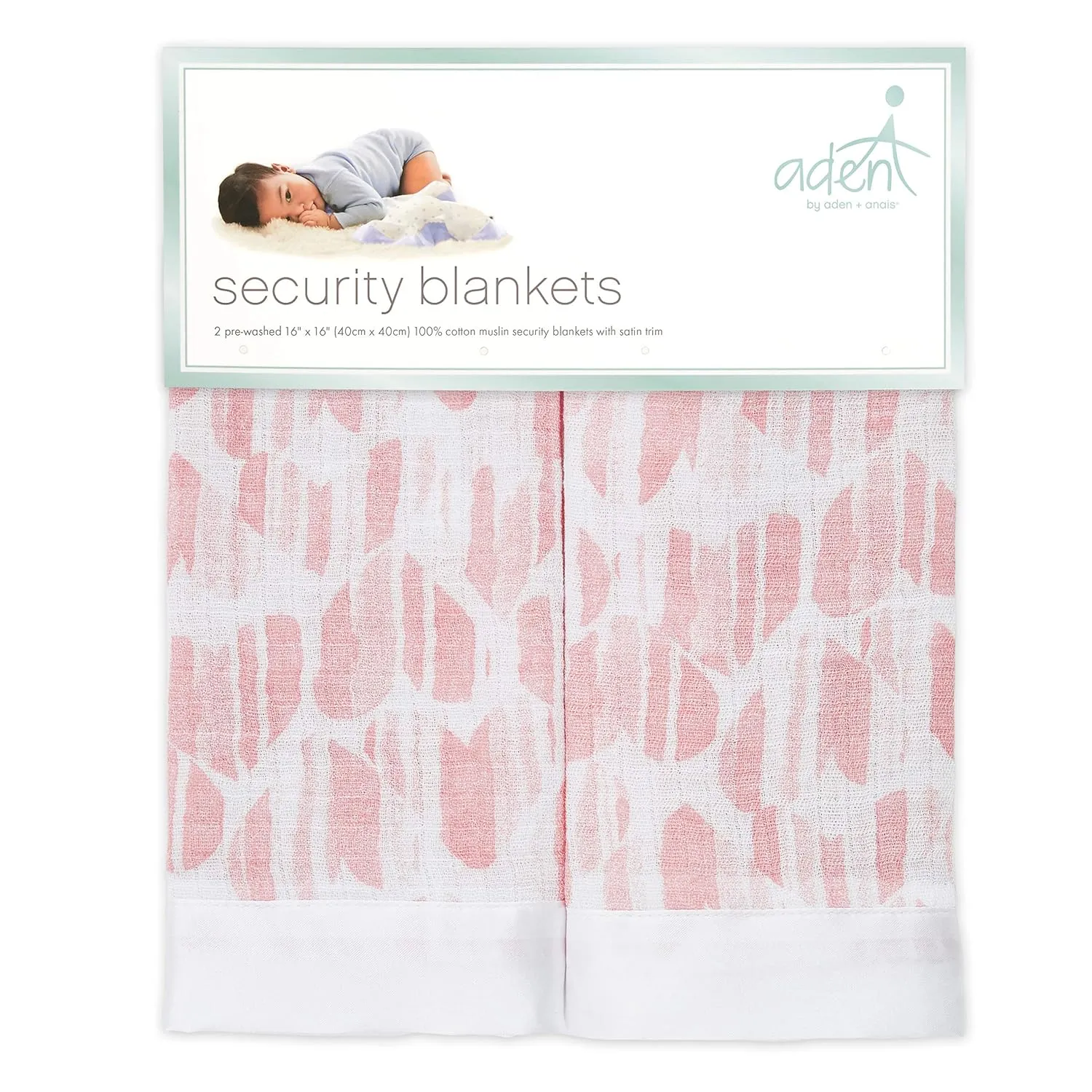 aden   anais Essentials Issie Security Blankets, Super Soft 100% Cotton Muslin, 2 Pack, Briar Rose