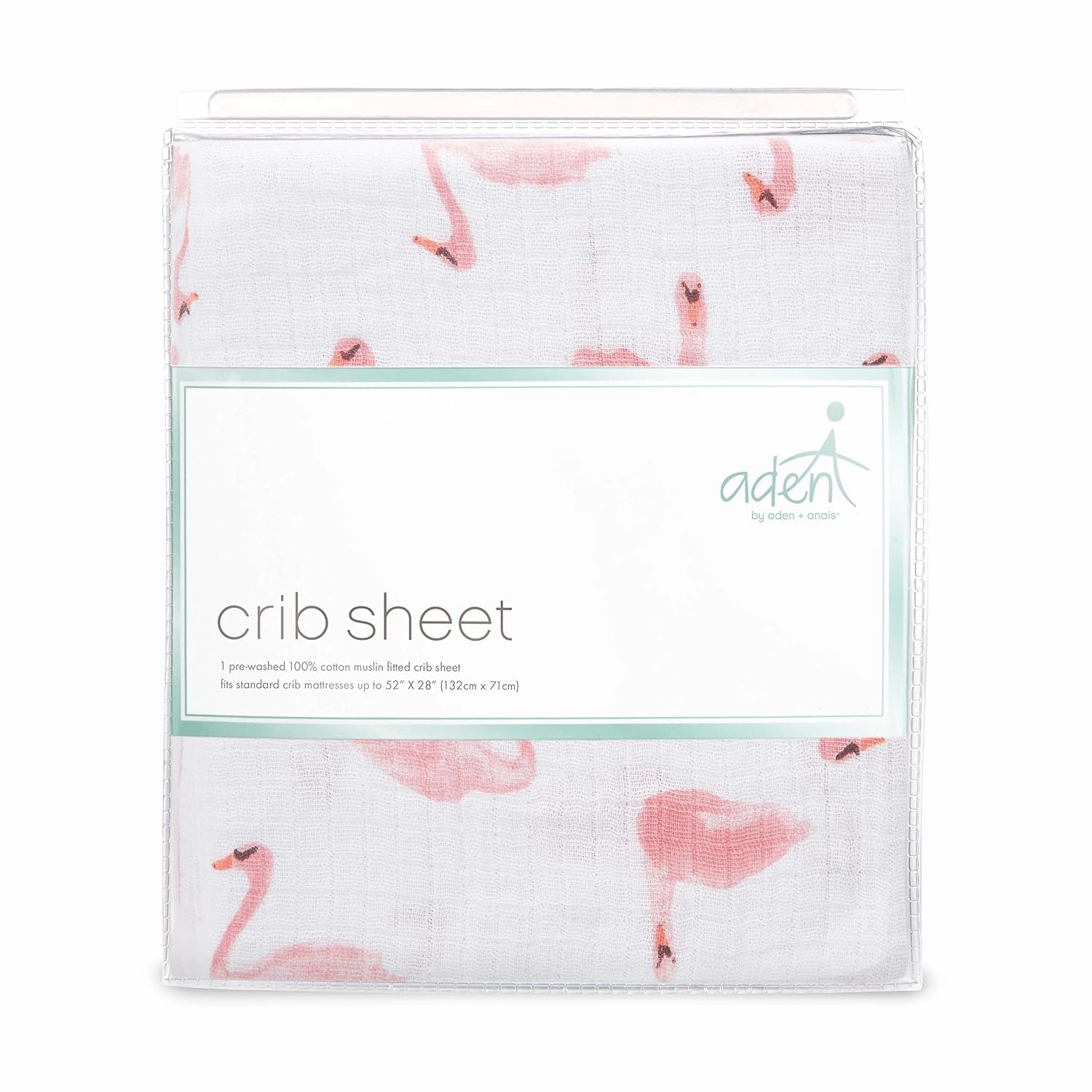 aden   anais Essentials Classic Crib Sheet, 100% Cotton Muslin, Super Soft, Breathable, Tailored Snug Fit, Briar Rose - Swans
