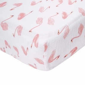 aden   anais Essentials Classic Crib Sheet, 100% Cotton Muslin, Super Soft, Breathable, Tailored Snug Fit, Briar Rose - Swans