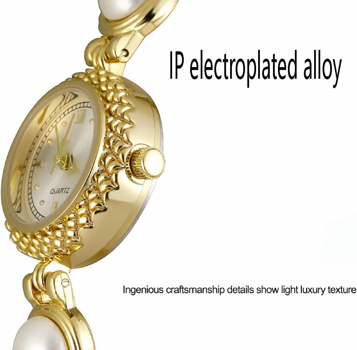 ADSBIAOYE Elegant Women Pearl Bracelet Watches Fashion Dress Quartz Watch Ladies Gift Watches
