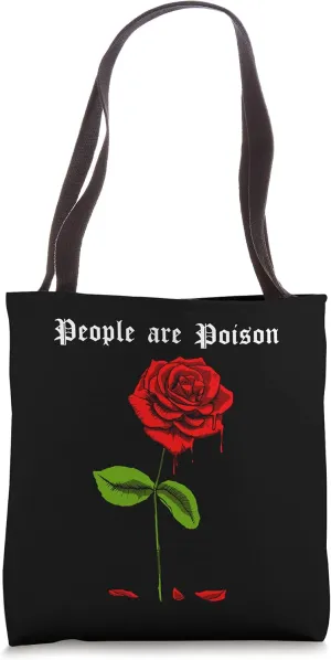 Aesthetic Pastel Goth Red Rose Flower. People Are Poison Tote Bag