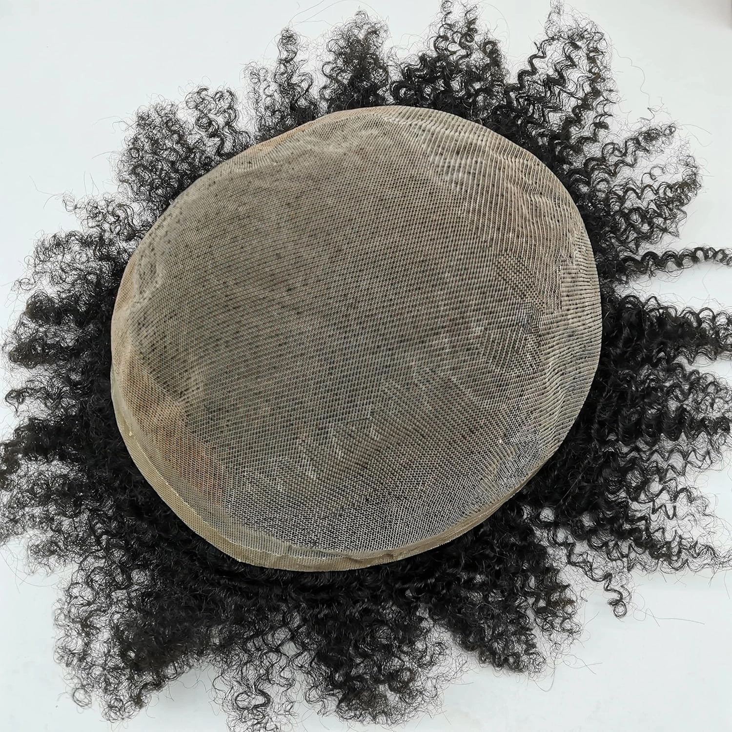 Afro Curl Toupee for Black Men African 10X8 Toupee for Men Hair Pieces Mens Prosthesis Replacement Hairpiece Real Human Hair Units Breathable Fine French Lace System 8mm curl,#1 Jet Black