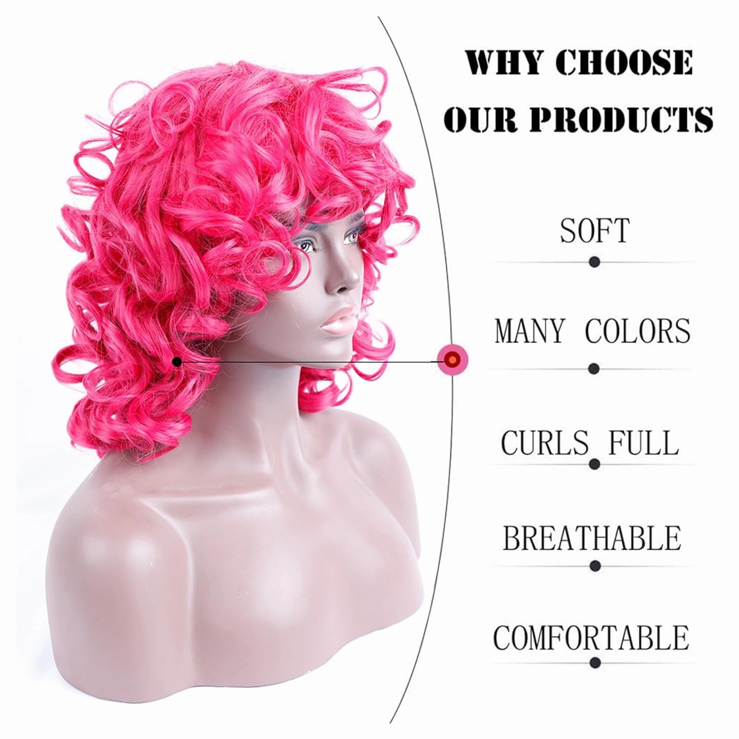 Afro Wig for Black Women,Large Bouncy Fluffy and Soft Natural Looking 70's Afro Curly Wig for African Black Women (Hot Pink)