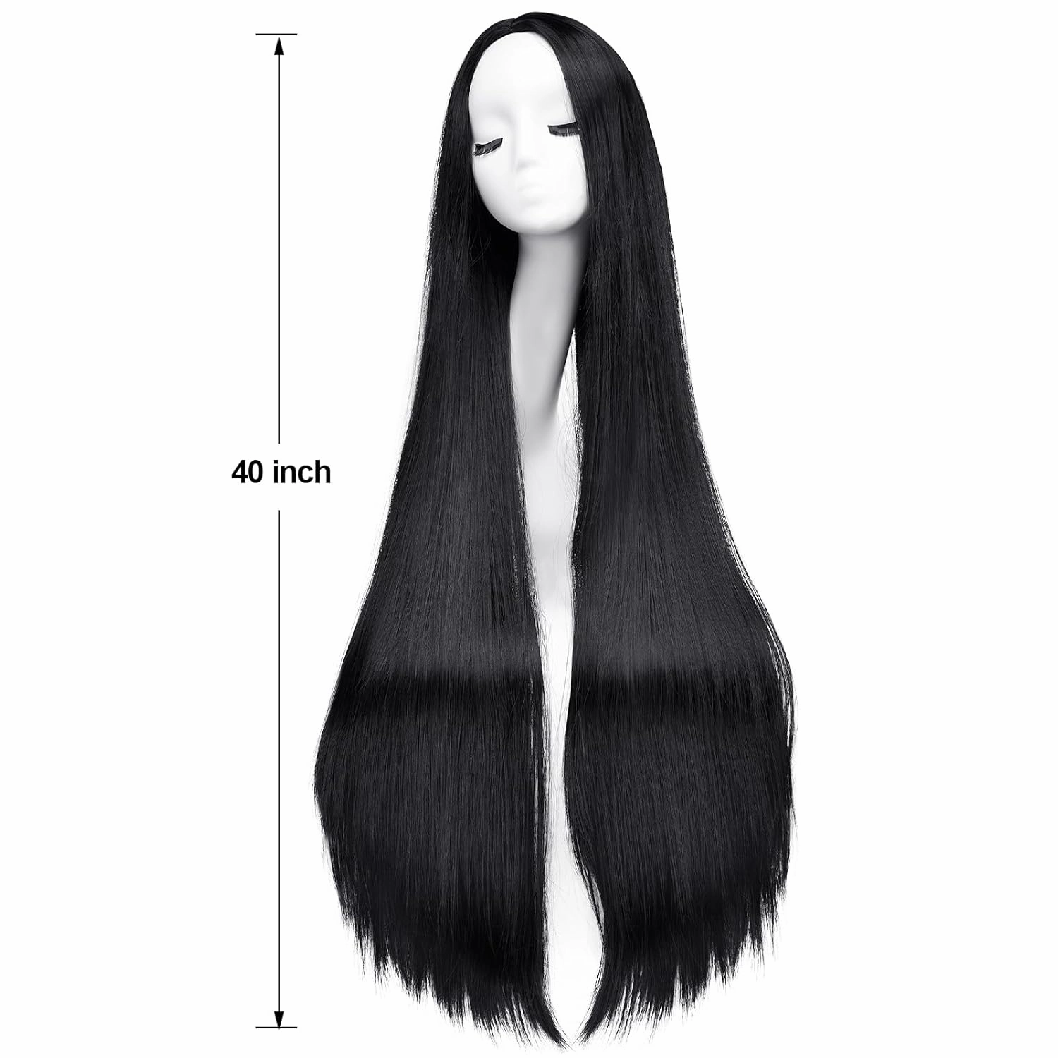 AGPTEK Wig, Synthetic Wig for Women, 40 Inch /100 cm Straight Long Wig Part in the Middle Anime Costume, Great for Party, Cosplay, Daily-Use and Festivals (Black)