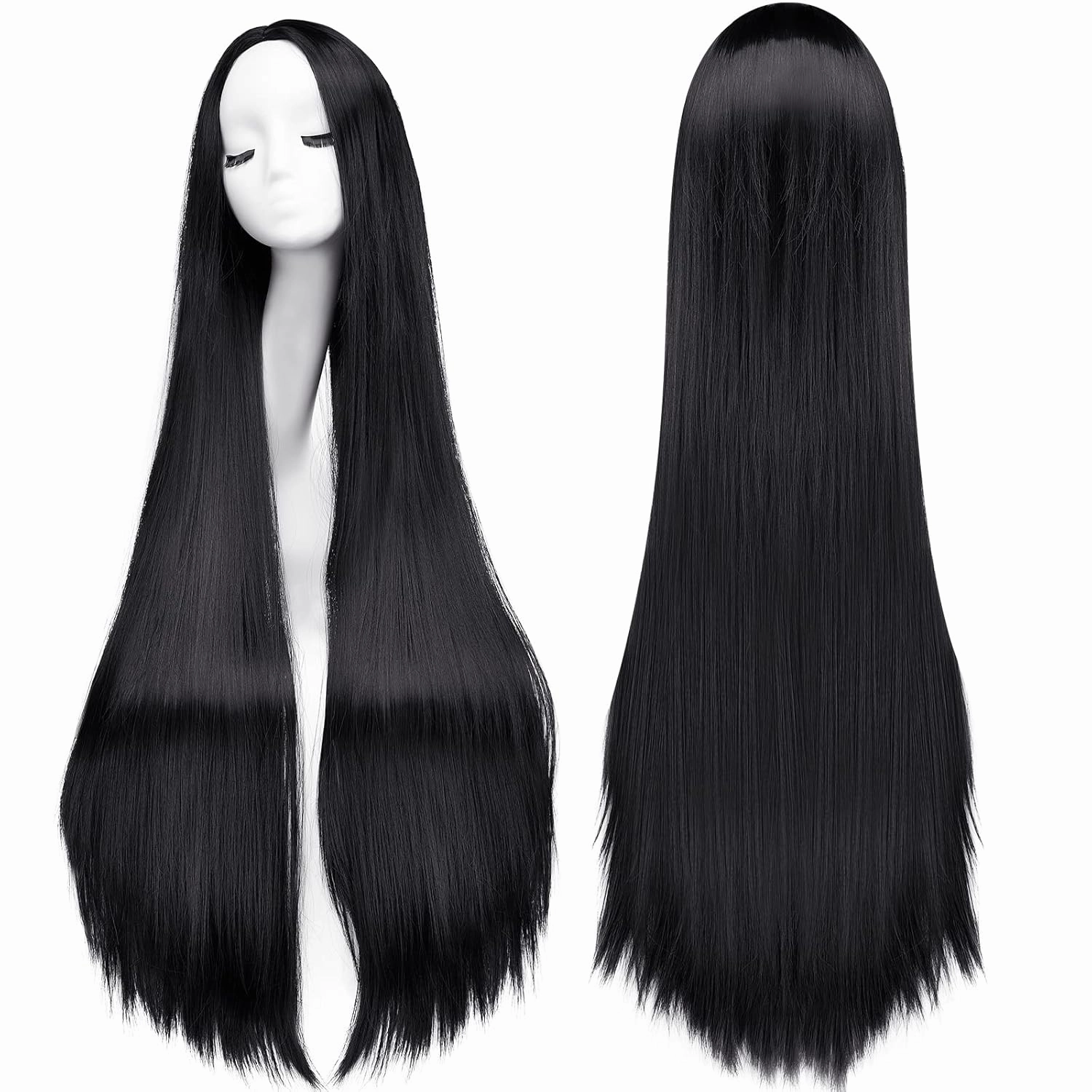 AGPTEK Wig, Synthetic Wig for Women, 40 Inch /100 cm Straight Long Wig Part in the Middle Anime Costume, Great for Party, Cosplay, Daily-Use and Festivals (Black)
