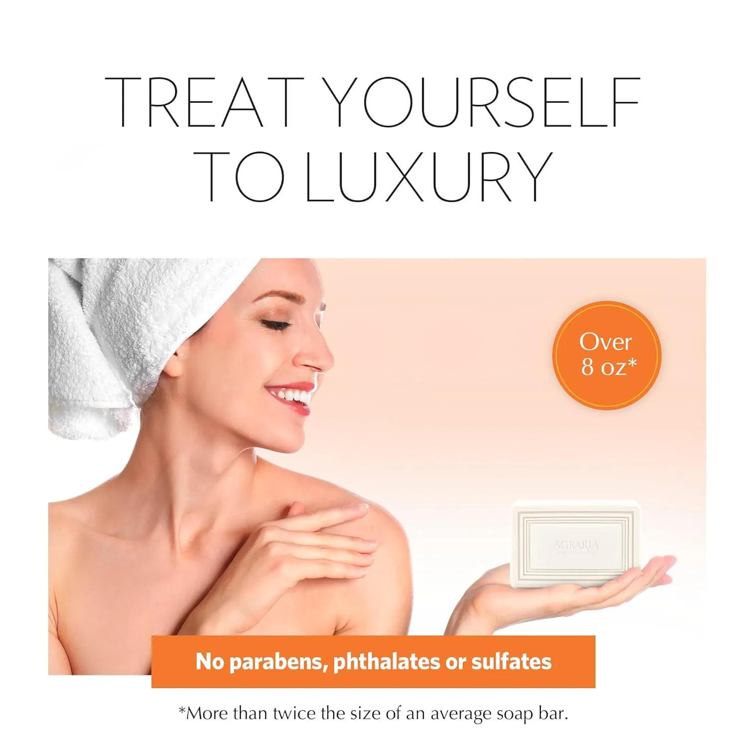 AGRARIA Luxury Bath Collection Bitter Orange Soap Bar, Moisturizing Body Bar Soap, Kukui Oil Bar Soap for Men and Women Gift Bundle