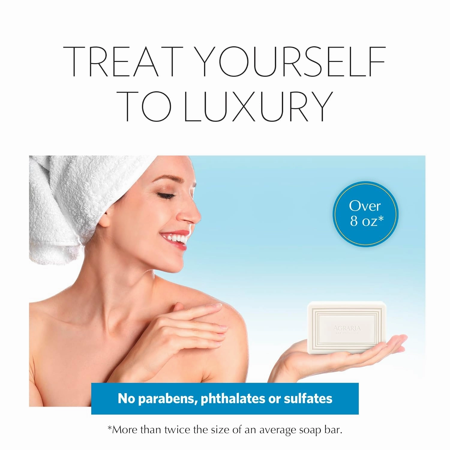 AGRARIA Luxury Bath Collection Mediterranean Jasmine Soap, Moisturizing Body Bar Soap, Shea Butter & Kukui Oil Infused Gift Bundle for Men and Women