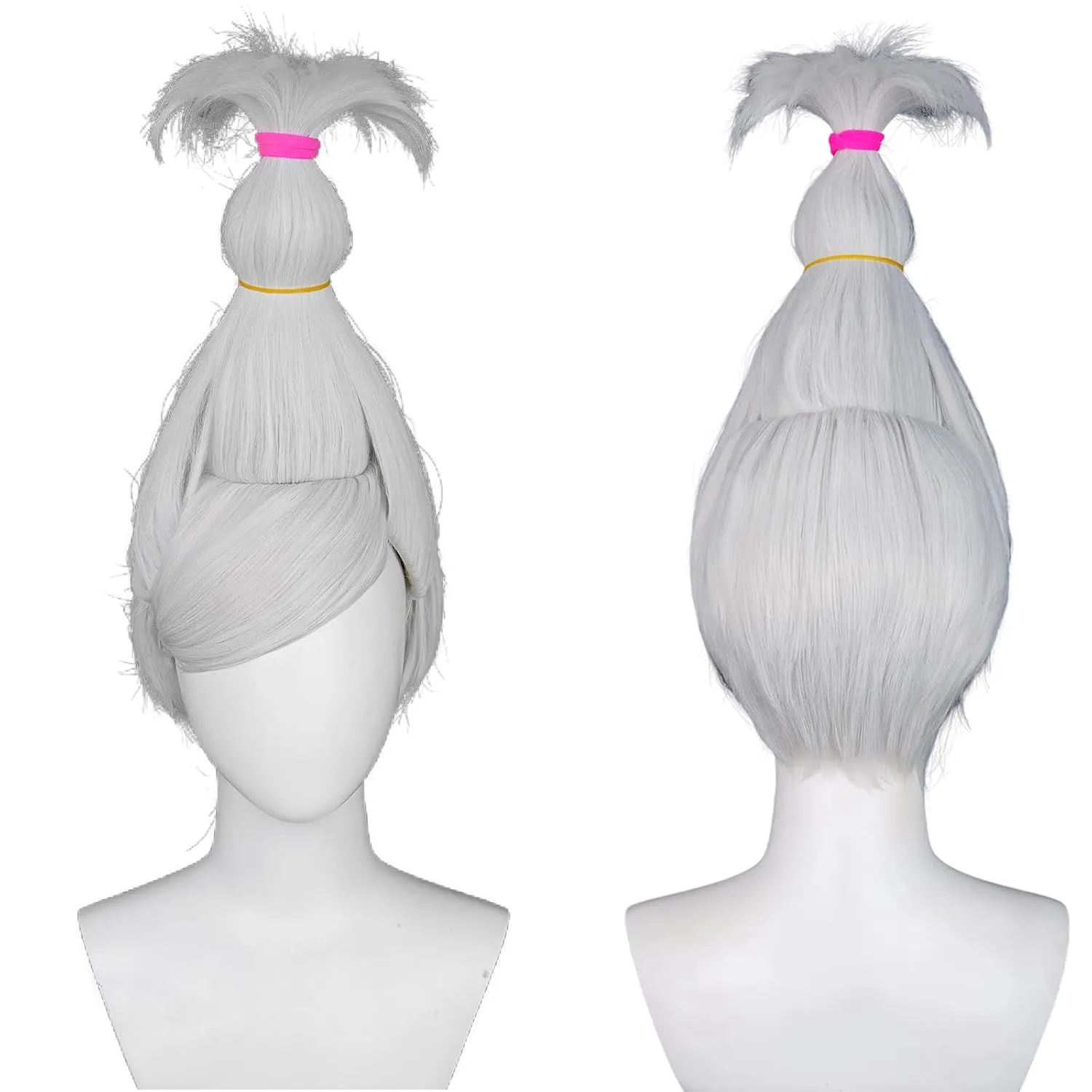 Aicos Seiko Ayase Cosplay Wig for Women DAN DA DAN Silver Grey Wig with Bnags and Rubber for Halloween Costume Party