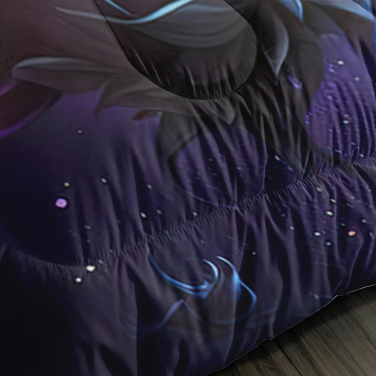 AILONEN Purple Rose Comforter Set Queen Size, 3D Purple Rose Bedding Set for Girls Couple Lover,Romantic Milky Way Flowers Bed in a Bag 3 Pcs,1 Quilt and 2 Pillowcases,Soft Microfiber