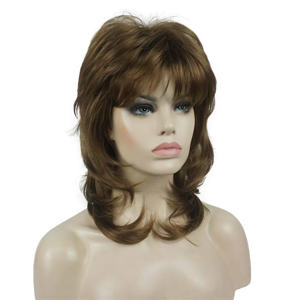 Aimole Shaggy Layered Wig Shoulder Length Women's Wig with Hair Bangs Premium Synthetic Hair Wig for Women
