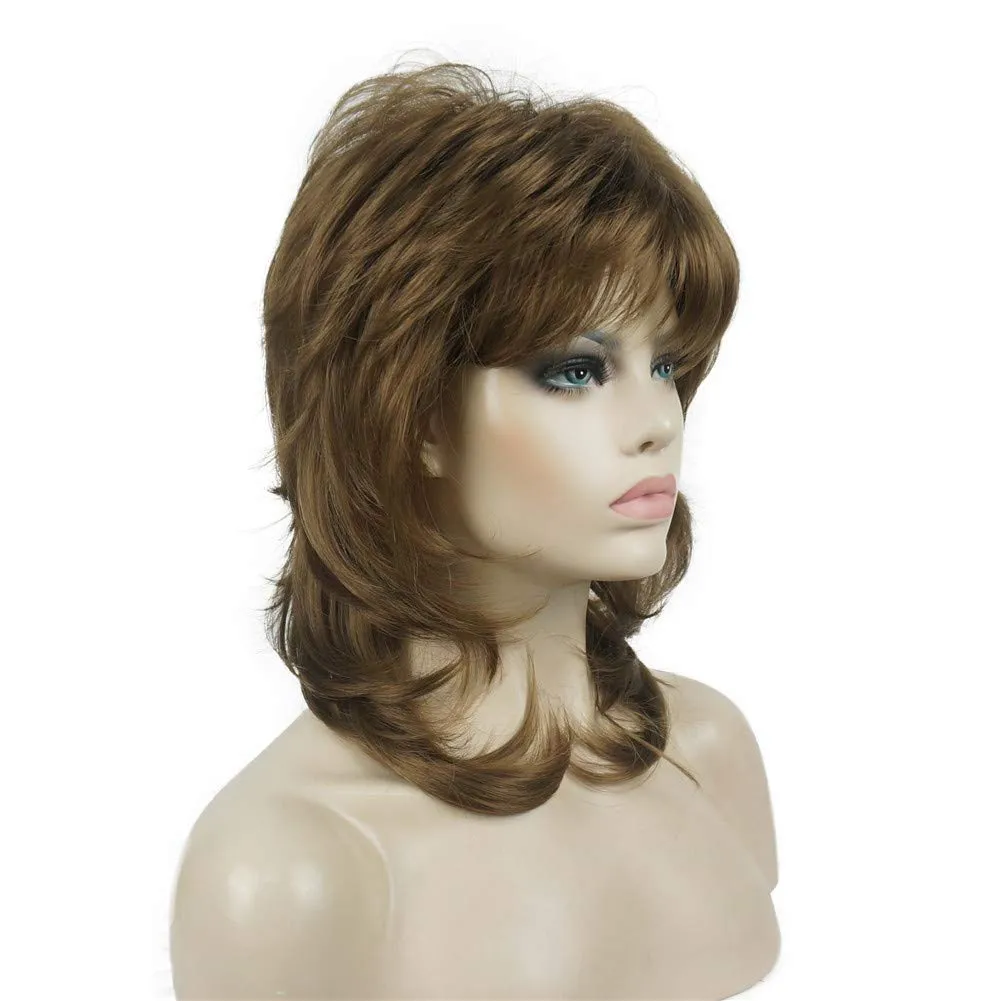 Aimole Shaggy Layered Wig Shoulder Length Women's Wig with Hair Bangs Premium Synthetic Hair Wig for Women