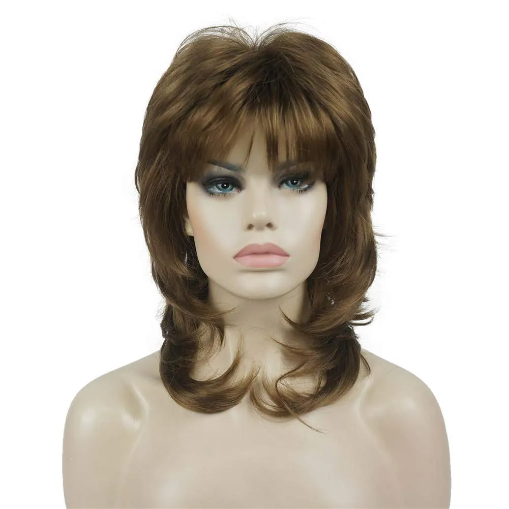 Aimole Shaggy Layered Wig Shoulder Length Women's Wig with Hair Bangs Premium Synthetic Hair Wig for Women