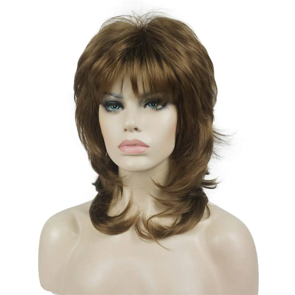 Aimole Shaggy Layered Wig Shoulder Length Women's Wig with Hair Bangs Premium Synthetic Hair Wig for Women