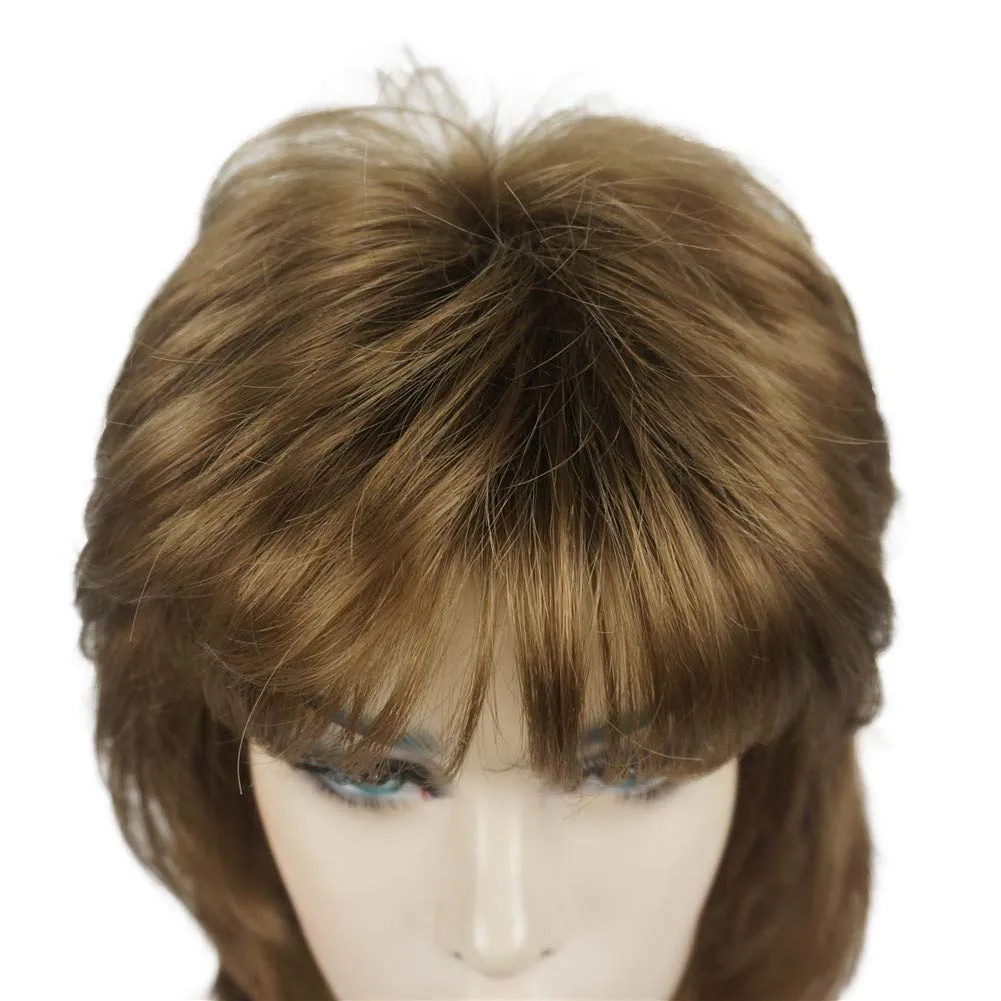 Aimole Shaggy Layered Wig Shoulder Length Women's Wig with Hair Bangs Premium Synthetic Hair Wig for Women