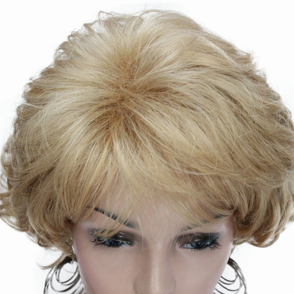 Aimole Short Curly Synthetic Wigs Full Capless Hair Women's Thick Wig for Everyday(24B Light Butterscotch)