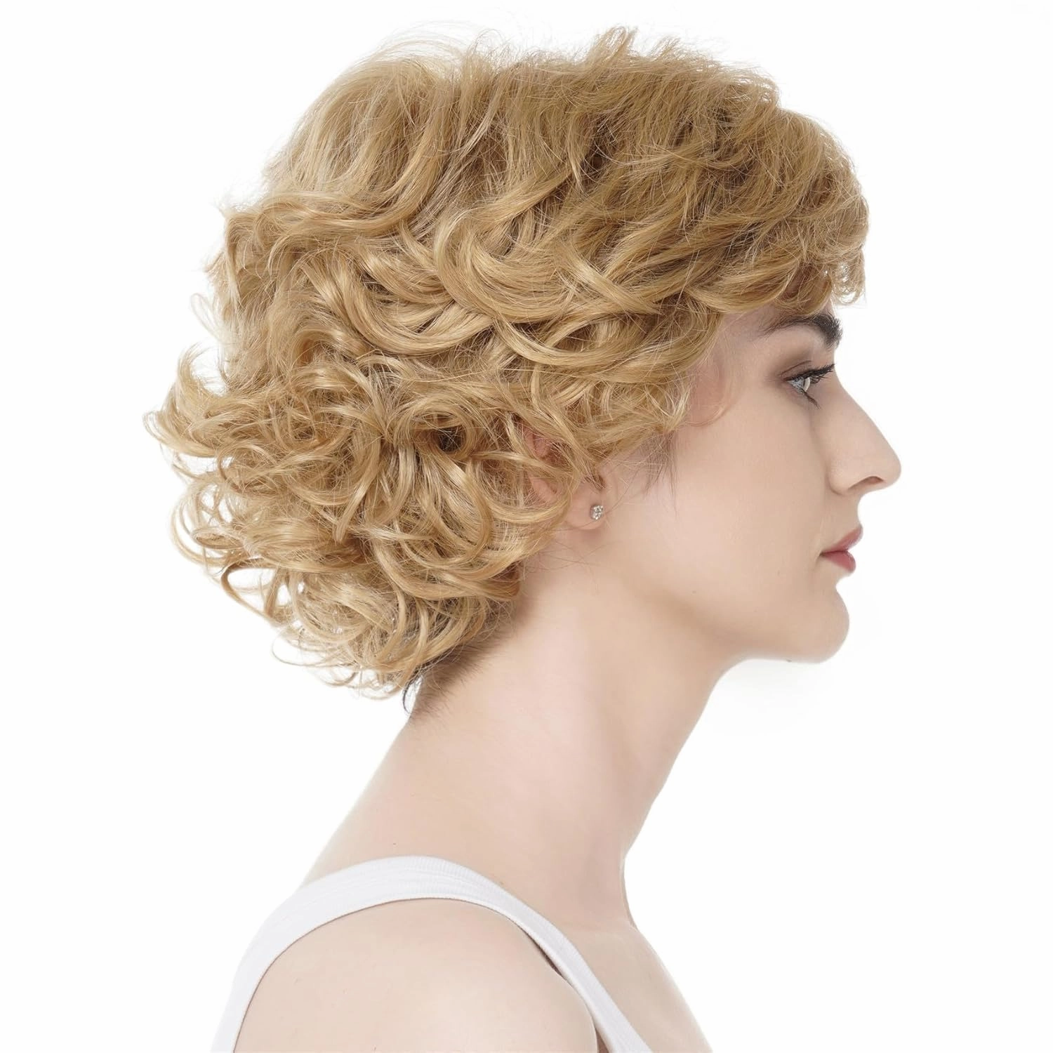 Aimole Short Curly Synthetic Wigs Full Capless Hair Women's Thick Wig for Everyday(24B Light Butterscotch)