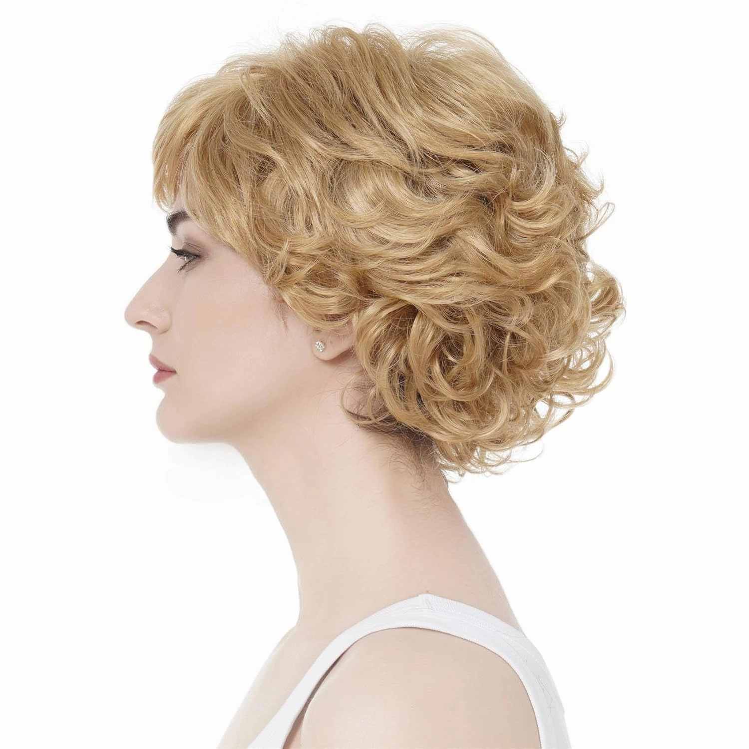 Aimole Short Curly Synthetic Wigs Full Capless Hair Women's Thick Wig for Everyday(24B Light Butterscotch)