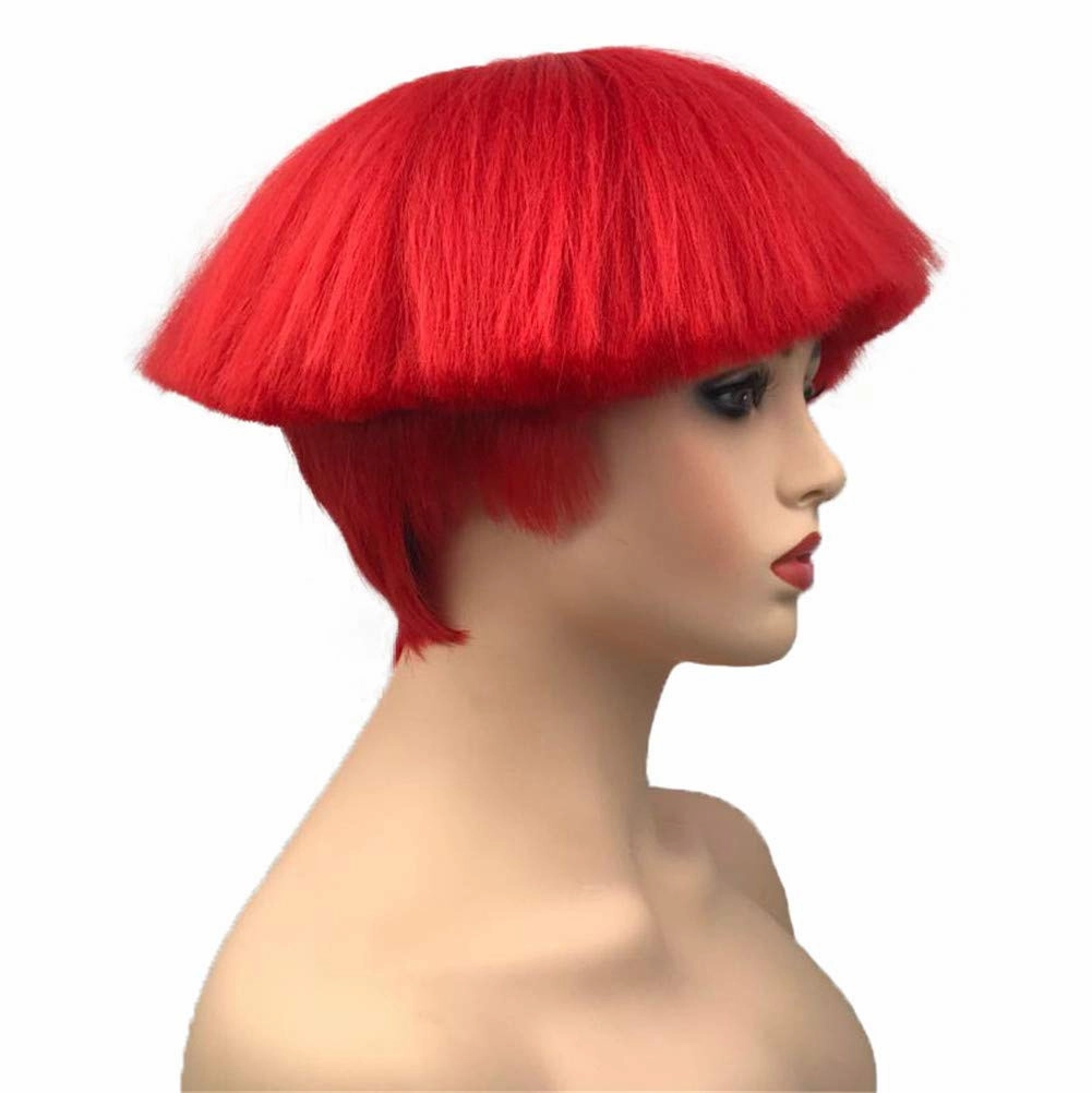 Aimole Short Yaki Straight Synthetic Wigs Red Mushroom Head Wig Bowl haircut Wigs Bob(113 Red)