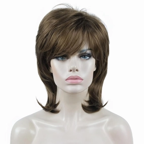 Aimole Soft Shaggy Layered Medium Length Classic Cap Synthetic Women Wigs(12)
