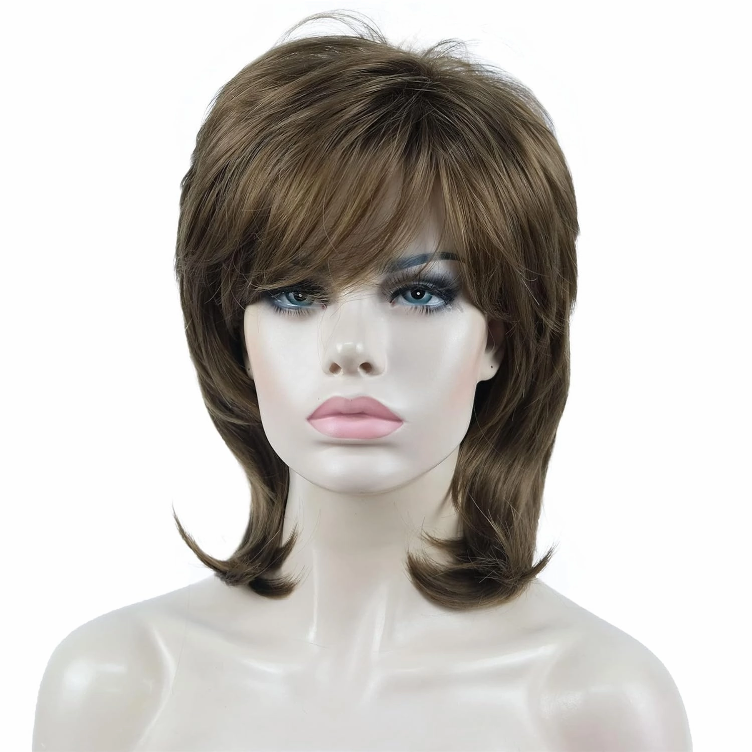 Aimole Soft Shaggy Layered Medium Length Classic Cap Synthetic Women Wigs(12)