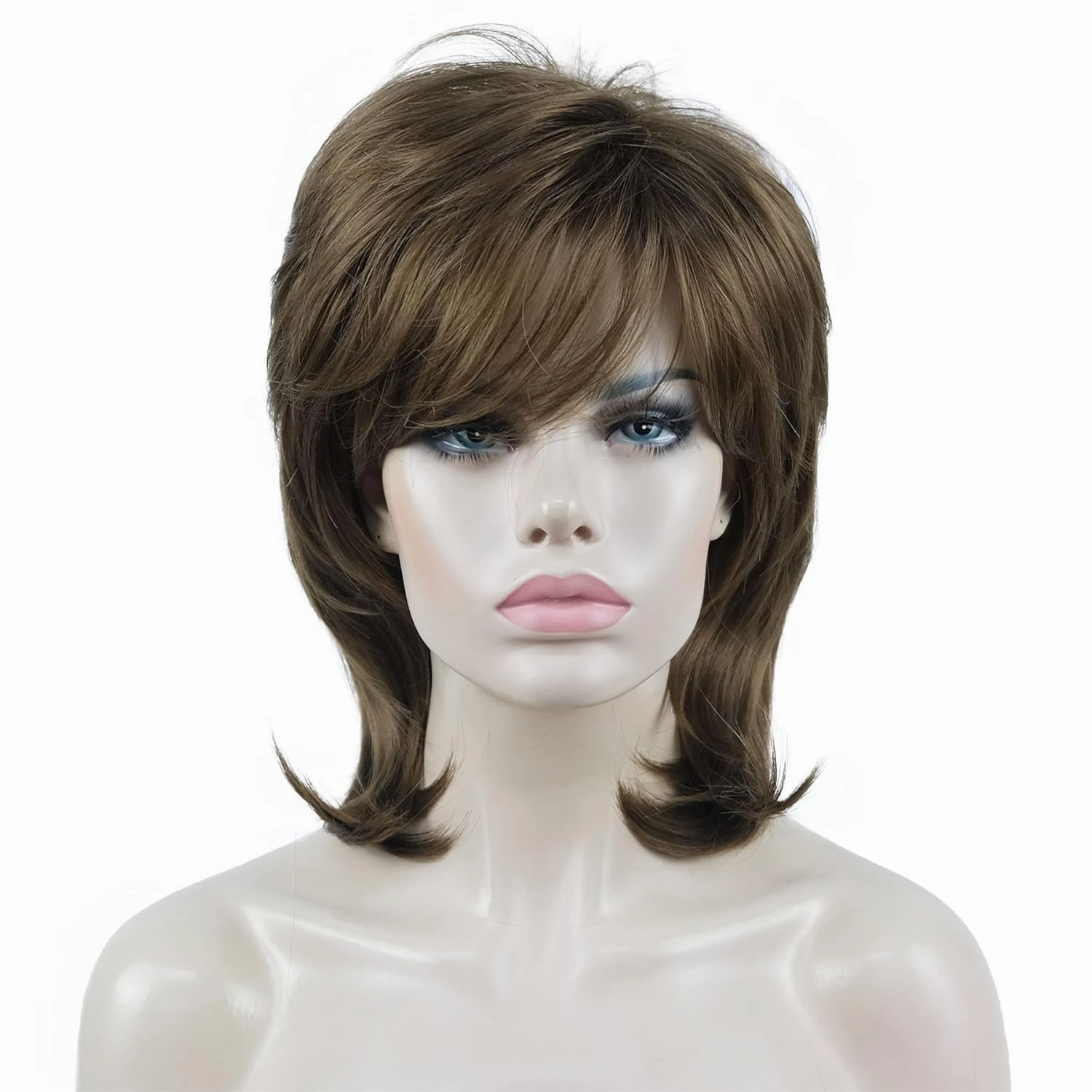 Aimole Soft Shaggy Layered Medium Length Classic Cap Synthetic Women Wigs(12)