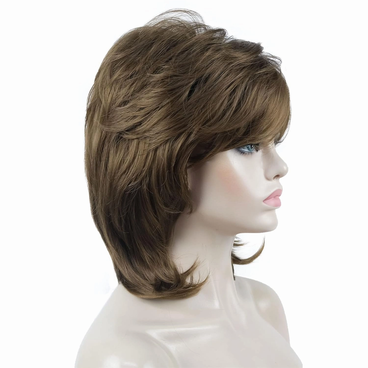Aimole Soft Shaggy Layered Medium Length Classic Cap Synthetic Women Wigs(12)