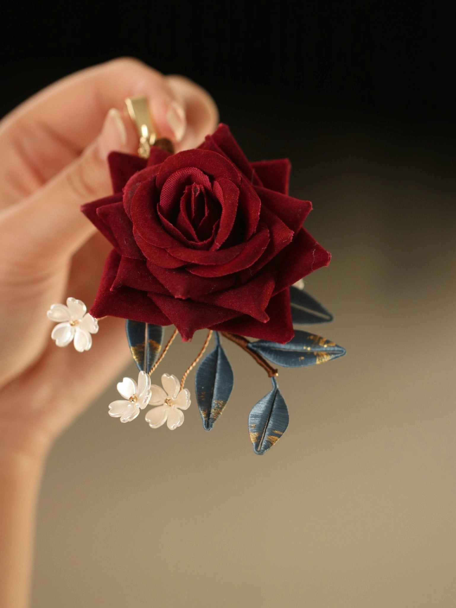 Alec's Red Rose Hair Clip