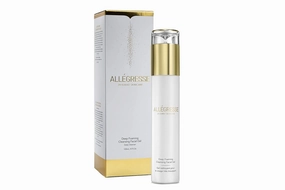 Allegresse Anti Aging 24 Karat Foaming Gold Deep Facial Cleanser | Enriched with Natural Oils, Extracts, Antioxidants & Vitamin E | Ultra Gentle Face Wash for All Skin Types | 4 Oz