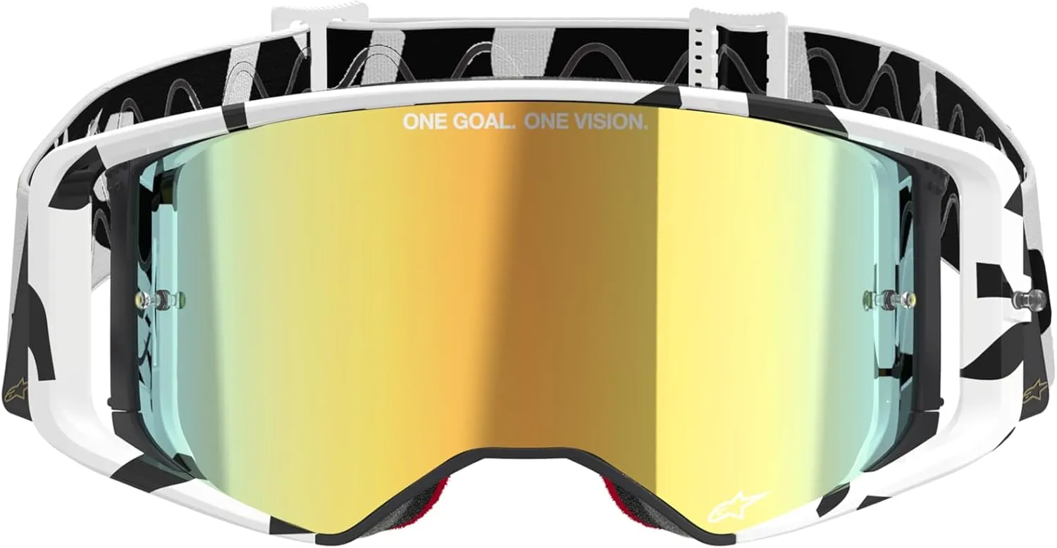 Alpinestars Supertech MX ATV MTB Off Road Race Goggles (White/Gold - Mirror Gold Lens)