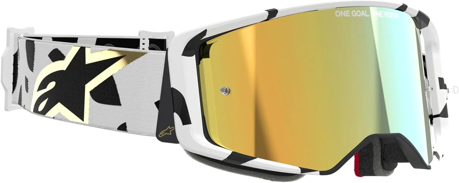 Alpinestars Supertech MX ATV MTB Off Road Race Goggles (White/Gold - Mirror Gold Lens)