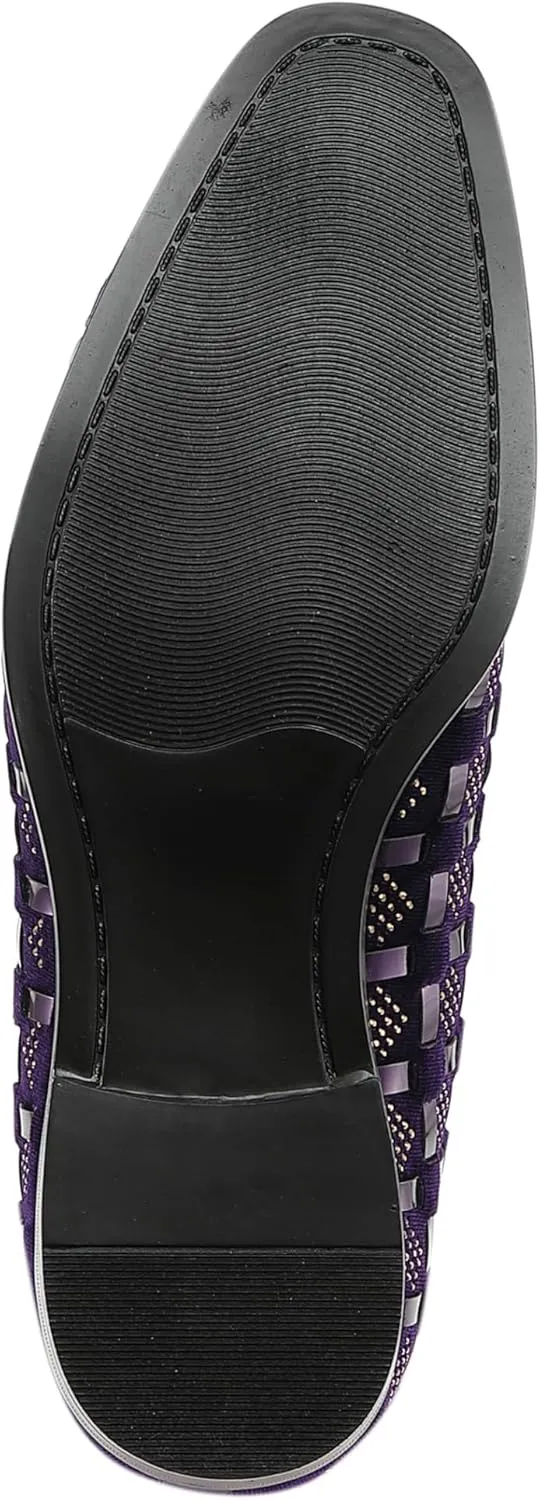 Amali Barnes Mens Dress Shoes Sparkly Glitter Encrusted Tuxedo Slip on Loafers for Men - The Original Smoking Men Dress Shoes Runs Large - GO 1/2 Size Down