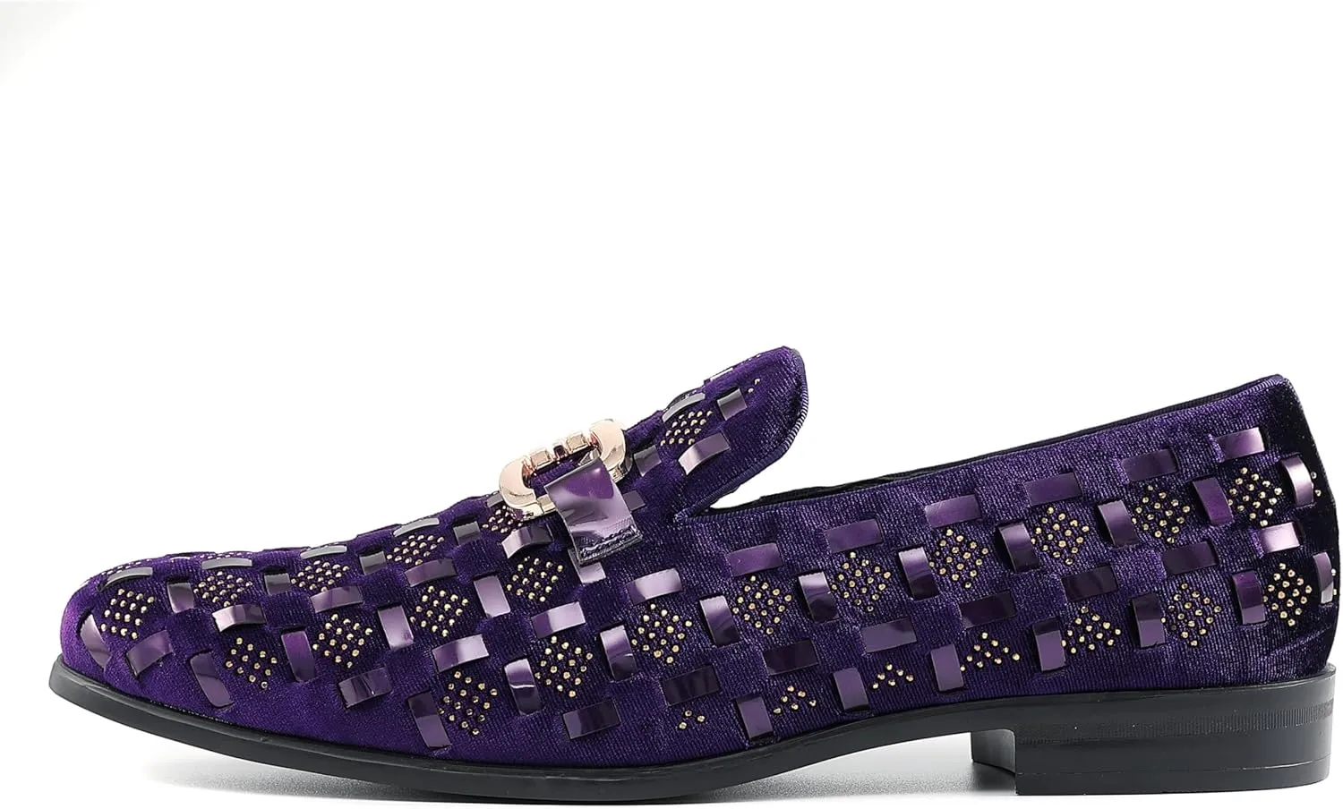 Amali Barnes Mens Dress Shoes Sparkly Glitter Encrusted Tuxedo Slip on Loafers for Men - The Original Smoking Men Dress Shoes Runs Large - GO 1/2 Size Down