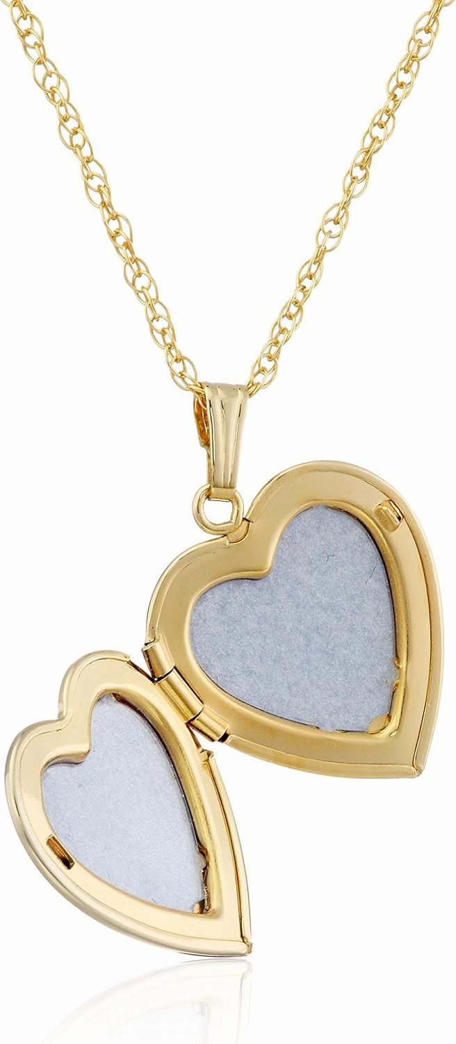 Amazon Essentials 14k Engraved Flowers Heart Locket Necklace, 18" (previously Amazon Collection)